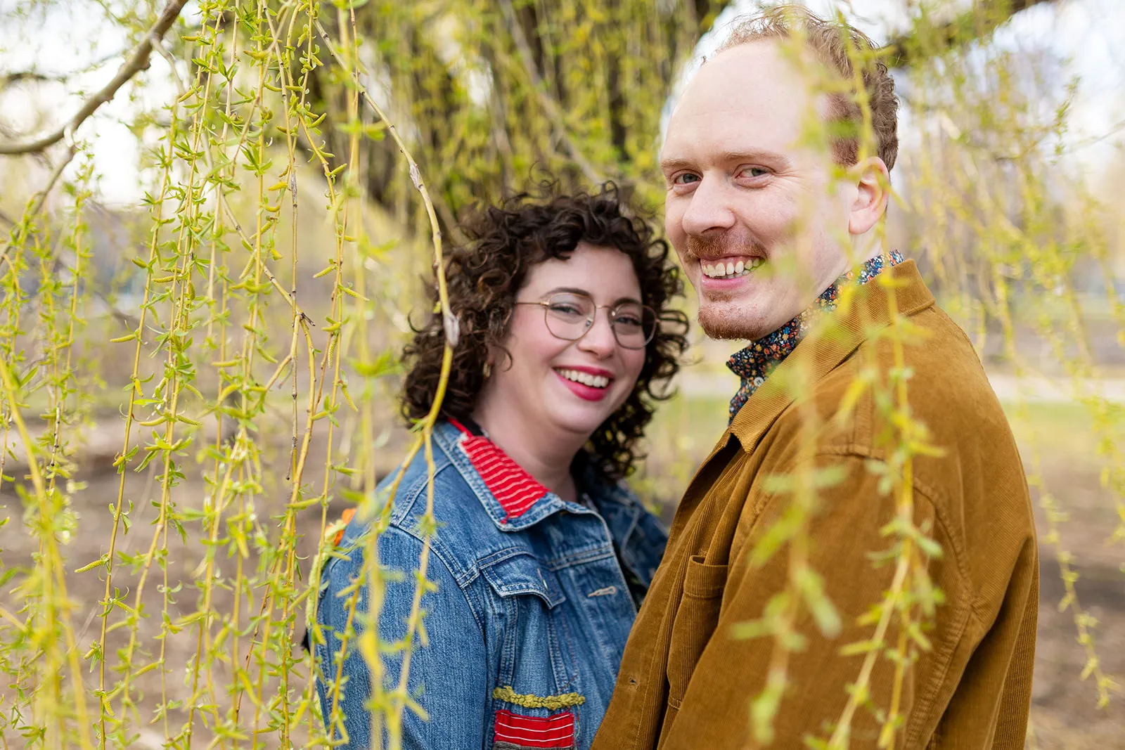 Brian and Allison, under a willow tree