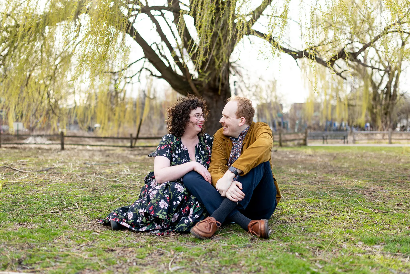 Brian and Allison, under a willow tree